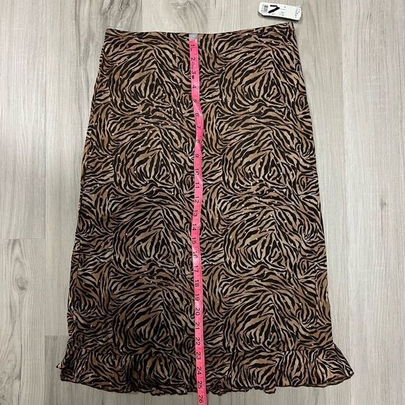 NWT Forever 21 vintage brown tiger print skirt with copper sparkles sz L - Picture 4 of 12